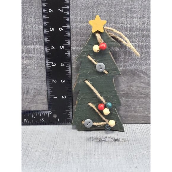 Vtg Wood Handpainted Rustic Christmas Tree Ornament Farmhouse Country 301b - Picture 6 of 7